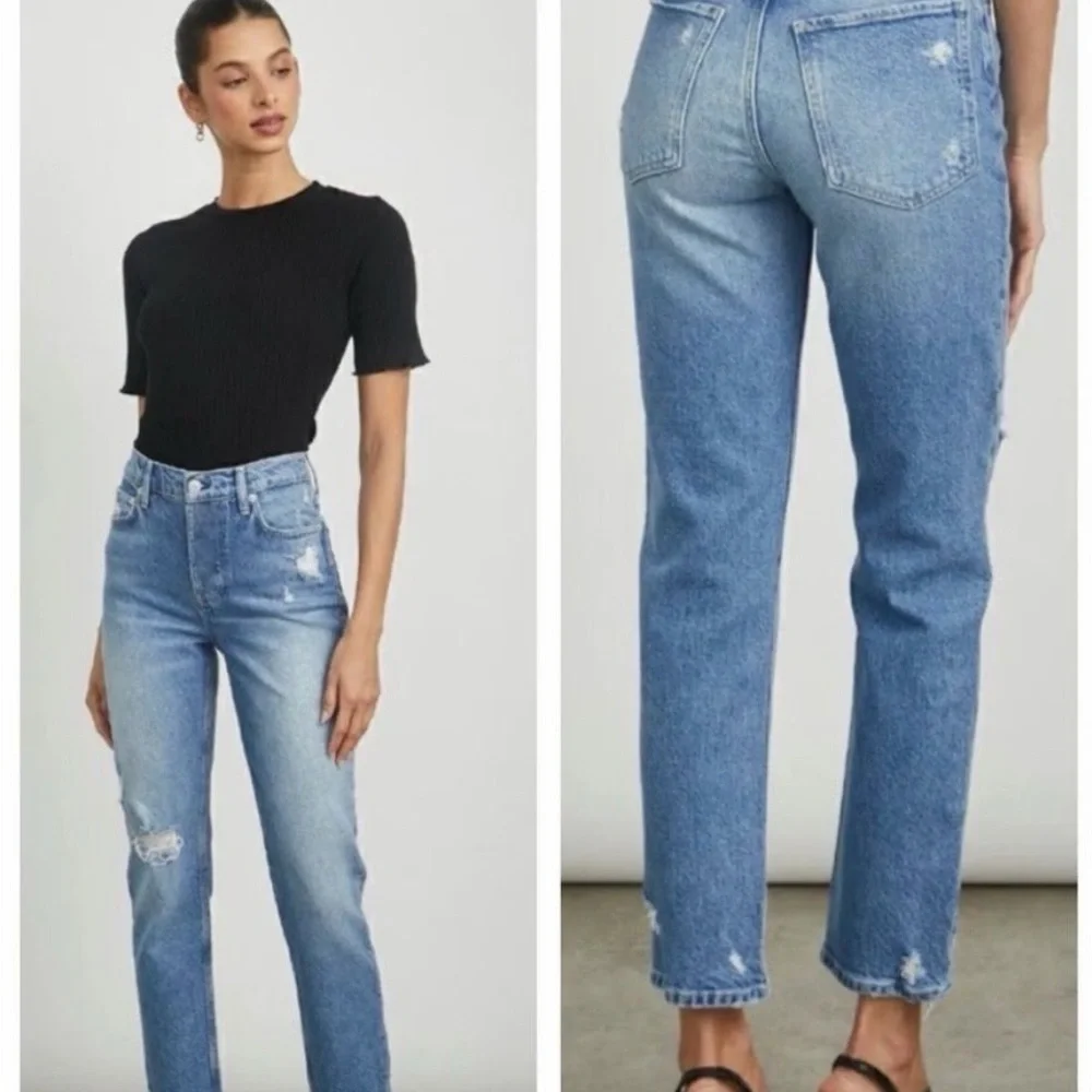 Rails Melrose high waisted Distressed Straight-Leg Jeans NWT - Picture 3 of 6